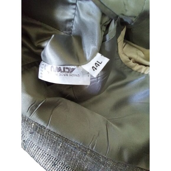 Christian Dior Vintage Single Breasted Wool Light Gray Window Pane Blazer Sz 44L - Picture 7 of 7